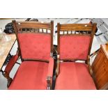Two Victorian mahogany framed easy chairs