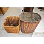 Two wicker log baskets