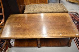A nice quality oak coffee table of large proportions, in the Titchmarsh and Goodwin style, approx.