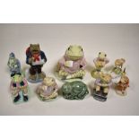 Ten frog and toad figure studies including Border Fine Arts BPM 17, Royal Albert large and small