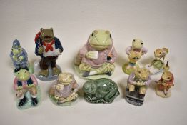 Ten frog and toad figure studies including Border Fine Arts BPM 17, Royal Albert large and small