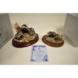 Two Border Fine Arts figure studies of Badgers including Wildlife families RW3 with box, Evening