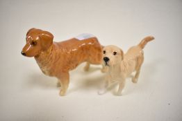 Two Beswick dog figure studies including Golden Retriever no. 2287 and similar