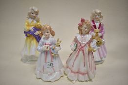 Four Royal Doulton limited edition figures including Bedtime HN3418, 484/9000, Bunnys Bed Time