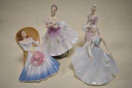 Four Royal Doulton figure studies including Pirouette HN2216, Ballerina HN1952, Columbine HN2185 and