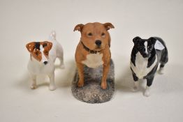Two Beswick figure studies including a Collie dog and a Jack Russell along with a Border Fine Arts