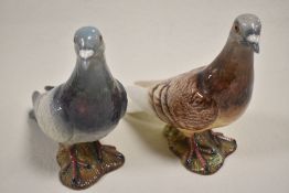 Two Beswick pigeon figure studies model 1383 in grey and brown glazes