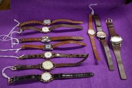 Ten ladies/girls fashion watches all with brown straps.