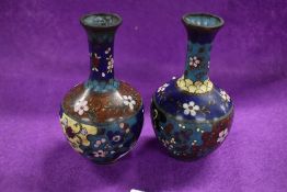A pair of Chinese cloisonne vases of baluster form 12cm AF