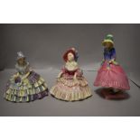 Three 20th century Royal Doulton figure studies including Evelyn HN1622, Chloe HN1470 and