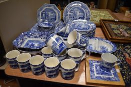 An extensive collection of Spode Italian pattern dinner and tea wares, plates, dishes, cips, mugs,