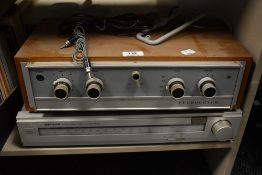 A vintage Ferrograph amplifier, together with a Hitachi FT-3400L radio tuner