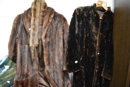 A vintage animal skin jacket, with some deterioration, sold together with a vintage mink or