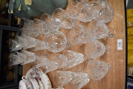 A selection of cut-crystal glasswares, to include tumblers and six Waterford wine glasses