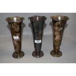 Three late Victorian Wurtt Metallw Fabrik trumpet form silver plated vase 22cm tall