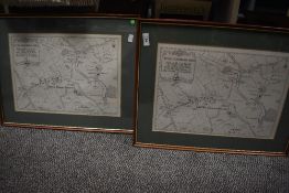 Two modern framed reproduction maps of Little Ouseburn c1850