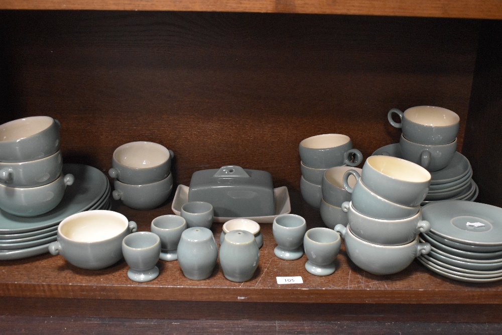 A quantity of green Denby stoneware dinner wares, to include bowls, butter dish and cover,