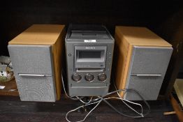 A Sony micro music system with tape deck, CD and radio