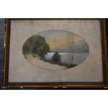 A Wright, (19th/20th century), a pair of watercolours, oval, Windermere Lake and Loch Ness, signed