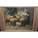 John O'Connor, (20th century), an oil painting, sheep byre, signed, 50 x 60cm, framed 70 x 80cm