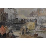 J Whipple, (19th century), a watercolour, On The Quay Whitby, signed and attributed verso, 34 x