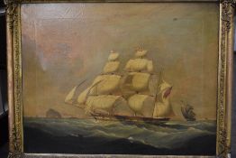 G Young, (19th century), an oil painting, barque ship 'Queen', signed and dated 1850, 64 x 83cm,