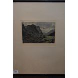 Claude Hamilton Rowbotham, (1864-1949), after, an aquatint, Glencoe, signed, 17 x 22cm, mounted