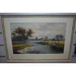 A E Warmington, (20th century), attributed to, a watercolour, On the Blythe Nr Denham, 25 x 40cm,