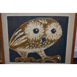 Elizabeth Hargrave, (20th century), a Ltd Ed print, silk screen, Owl, signed and dated 1967 and