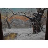 Robin St Clair, (20th century), a mixed media painting, winter wood, signed and dated 1981, 52 x