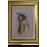 M Booth, (20th century), an oil painting, native American woman, signed and dated 1908, 29 x 18cm,