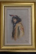 M Booth, (20th century), an oil painting, native American woman, signed and dated 1908, 29 x 18cm,