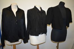 Two 1930s black blouses and a wool bolero.