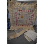 Three antique quilts, all with wear, for salvage or repurpose.