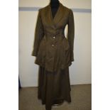 An Edwardian two piece ladies suit, comprising of jacket and skirt.
