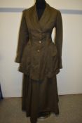 An Edwardian two piece ladies suit, comprising of jacket and skirt.