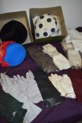 A miscellany of vintage items to include, Harrods hat, shoes, gloves and more.