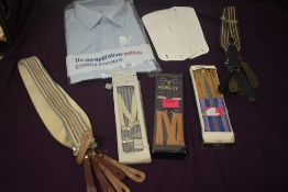 A mixed lot of gents vintage items including unworn braces.