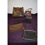 Seven early 20th to mid century handbags, various styles and sizes, including beaded and sequinned