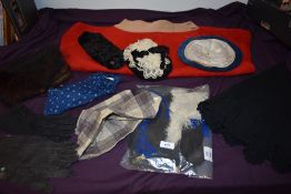 A mixed lot of vintage and antique items, to include a knitted red wool petticoat,a selection of