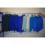 A mixed lot of ladies vintage blouses and a skirt, predominantly 1980s.