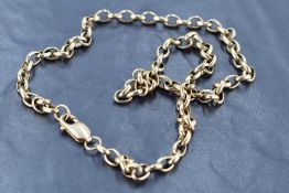 A 9k gold chain, with oval links and dog clasp, marked 9k, 52cm, 32grams