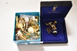 A selection of vintage and later cufflinks including Yves Saint Laurent