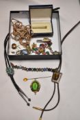 A collection of modern semi precious stone necklaces, bracelet and brooches