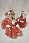 Two Royal Doulton figurines, Autumn breezes and Stephanie, also included are two unmarked