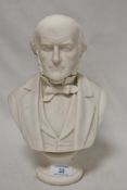 A Parian bust of William Gladstone, possibly by Robinson & Leadbeater, however, has illegible