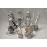 Seven Nao and Nao style figurines and studies, to include shepherd boy with lambs and whistle,
