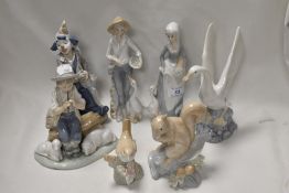 Seven Nao and Nao style figurines and studies, to include shepherd boy with lambs and whistle,