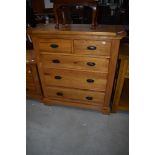 A modern golden oak chest of two over three drawers, dimensions approx. W95 D45 H100cm