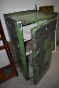 A vintage metal safe, lock removed height approx. 109cm